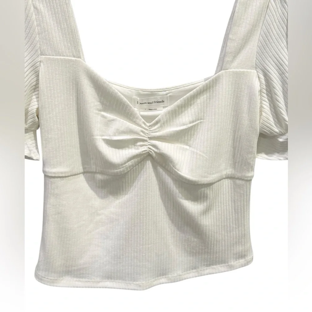 New W/ Tags Women’s Lovers And Friends White Lana Ribbed Crop Top: Size Small - Picture 9 of 13